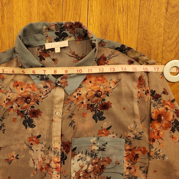 Floral Button Down Shirt in Cream and Brown - Picture 5 of 13